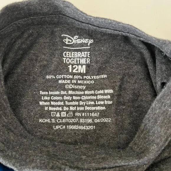 Celebrate Together Disney Infant TShirt Sz 12mos Gray w/Red, white & blue MICKEY - Picture 3 of 3